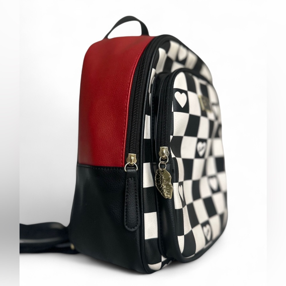 Betsey Johnson Black and Cream Checkered Backpack - Picture 3 of 11